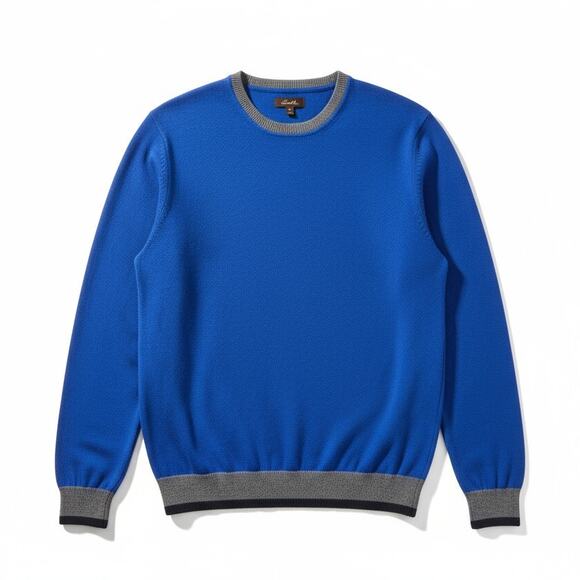 TASSO ELBA Cobalt Blue Merino Wool Blend Crewneck Sweater - Size L - Picture 1 of 7
